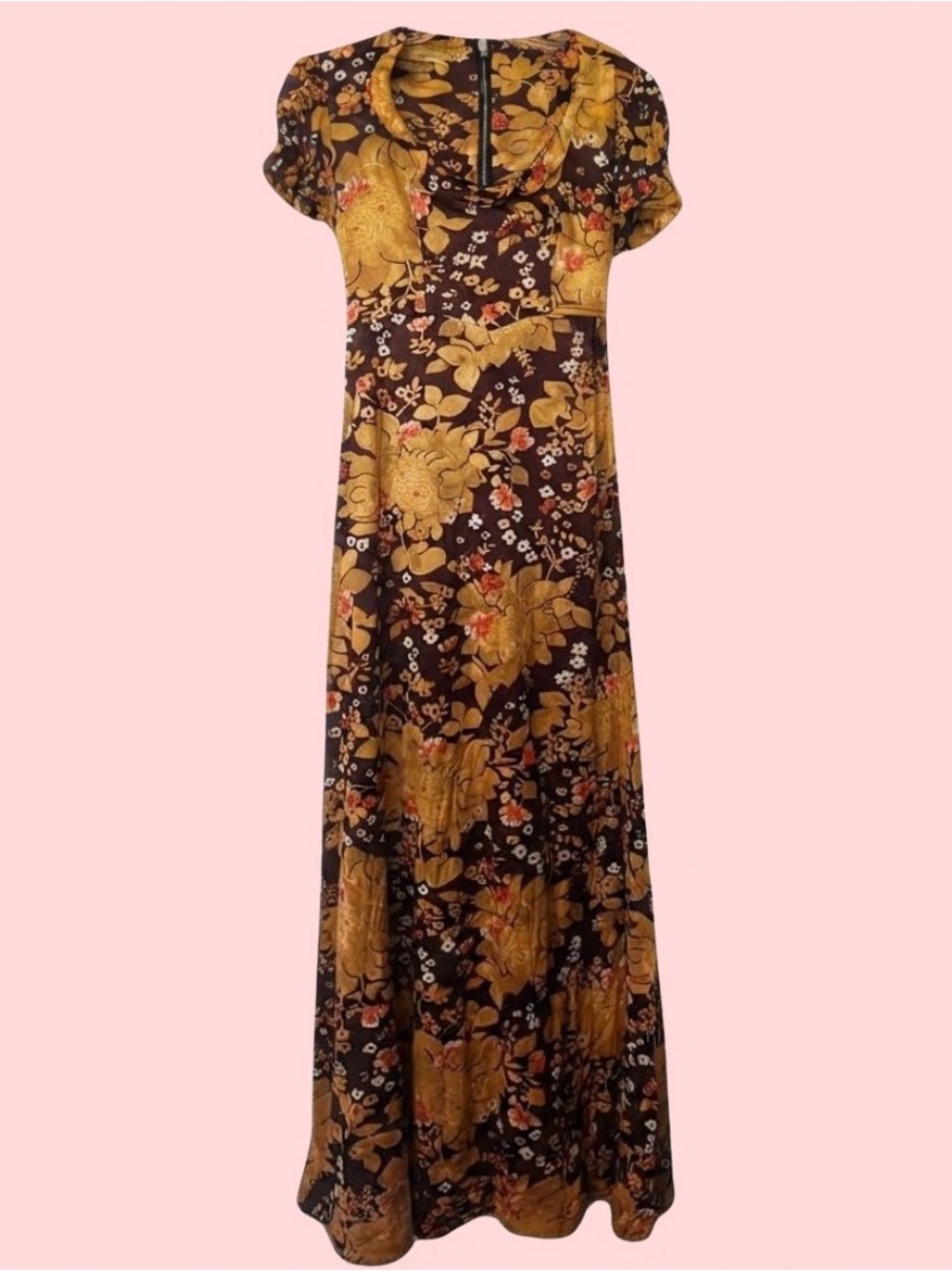 ✨ VINTAGE 70s PRAIRIE MAXI DRESS ✨ Plum & Mustard Floral 🍁